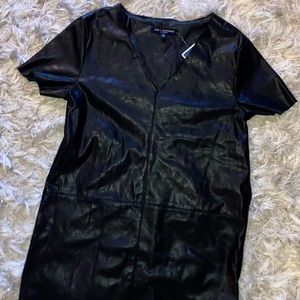 PU leather mini dress, black, size large.